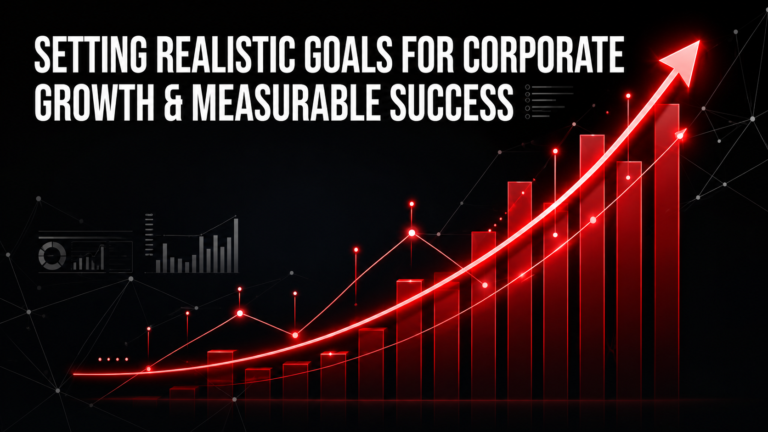 Rising bar chart with growth arrow — Facebook Ads Agency in Karachi setting realistic goals for corporate growth and measurable success.